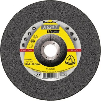 KLINGSPOR 325216 - KRONENFLEX® DEPRESSED CENTER GRINDING WHEELS 5 X 1 / 4 (6MM) X 7 / 8 A624T