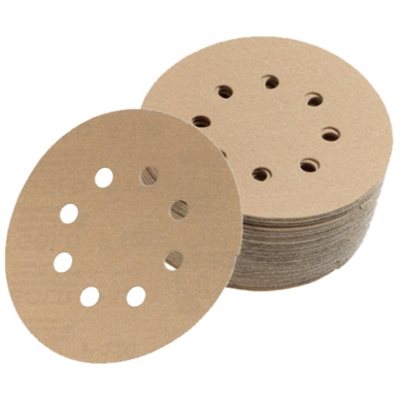 MIRKA 23-632-180 – GOLD 8 HOLE GRIP VACUUM DISCS, 8", GRIT 180, QTY. 50