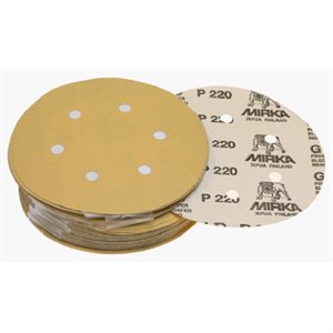 MIRKA 23-634-120 - GOLD 3" 6 HOLE GRIP VACUUM DISC, 120 GRIT, 50 / PKG