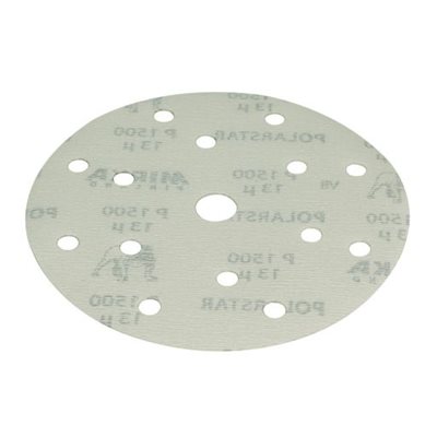 MIRKA FA61105093 – POLARSTAR 15 HOLE VACUUM FILM GRIP DISCS, 6", GRIT 1200, QTY. 50