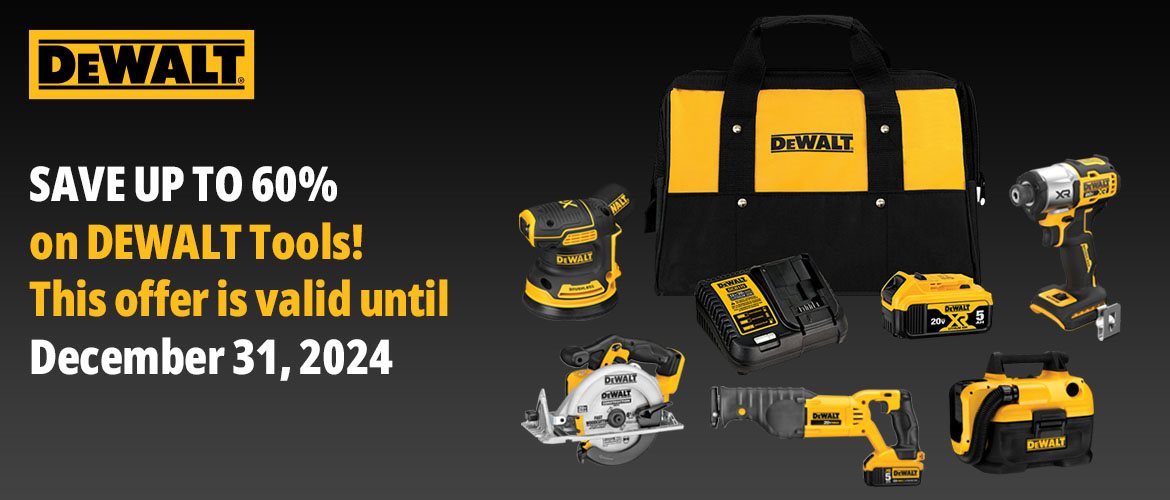 SAVE UP TO 60% on DEWALT Tools!